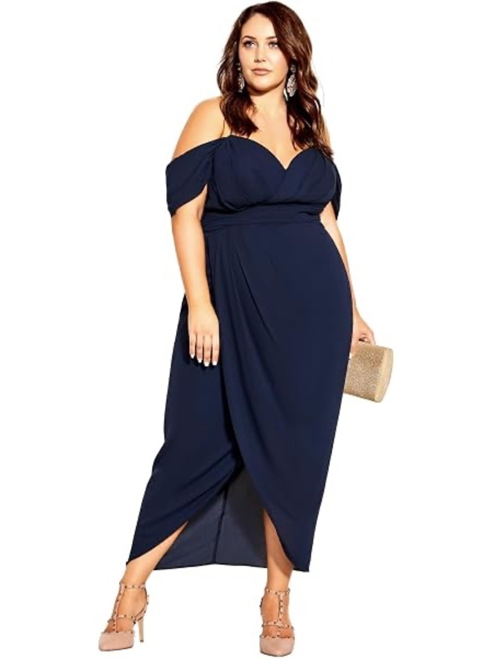 68. City Chic • NWT $159 USD Navy Off-Shoulder Dress PTP 22-29”